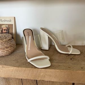 Liliana white acrylic heels, NEVER WORN